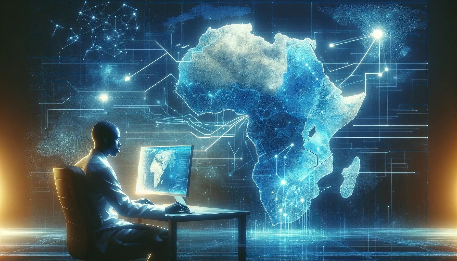 African Scientist and Map of Africa